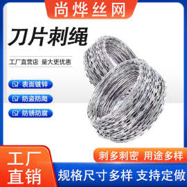 刀片刺绳双螺旋热镀锌防攀爬刺丝滚笼监狱围墙刀刺网不锈钢铁蒺藜