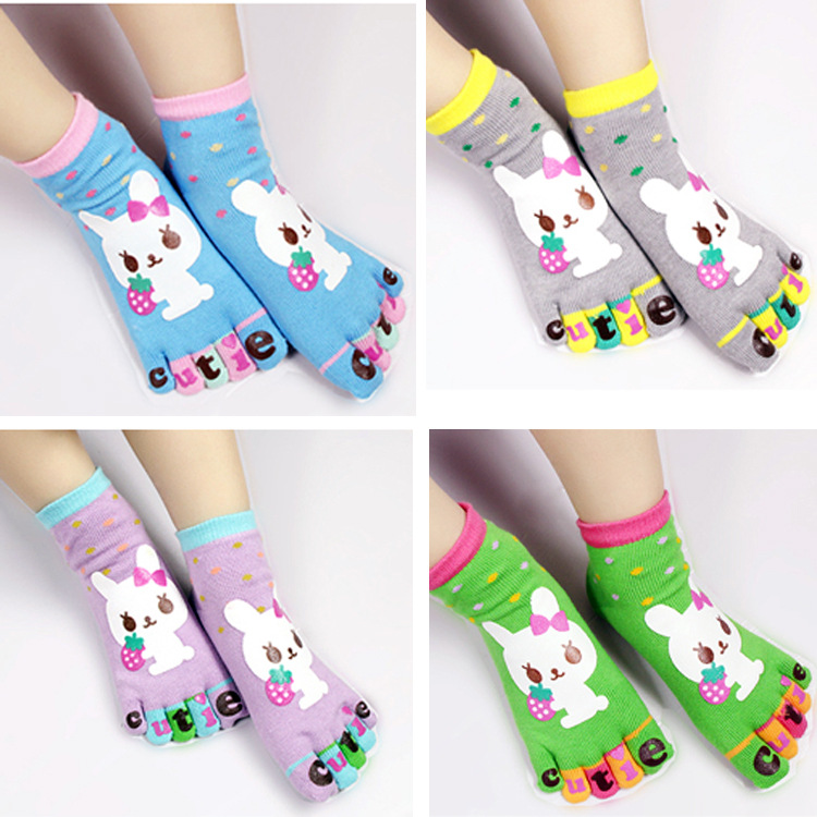 Summer children's cartoon cotton five-finger socks thin children's…