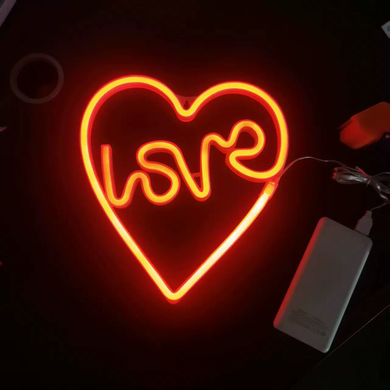 LED неоновая панель‑подвес, многоцветная, питание батарея + USB, для стены и стола