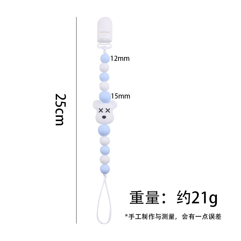 Nuevos artículos para bebés de dibujos animados violentos oso silicona calmar cadena de tetas para bebés palillos cadena de tetas anti-caída cadena