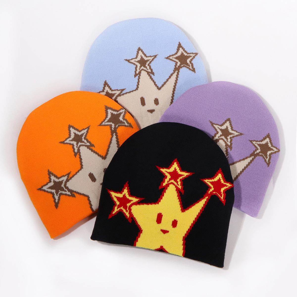 Unisex Star pattern knitted hat personality trend fashion outdoor sports cold and warm_voghion.com