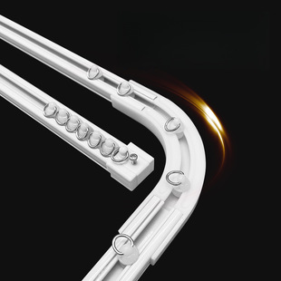 Curtain Track for Inward-Opening Windows L-Shaped U-Top Mounted Aluminum Alloy Silent Invisible Double-Track Bay Window Rail Nano Fengtuo