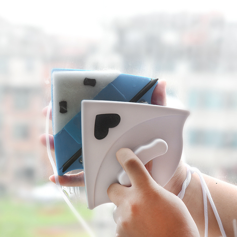 Limpiador de ventanas de vidrio de doble cara triángulo multifuncional limpiador de vidrio magnético de doble cara