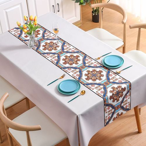 Home Nordic PVC Tablecloth Waterproof Oil-Proof Wash-Free Dining Tablecloth Ethnic Style Dining Room Tablecloth Coffee Table Cloth Dropshipping One Piece