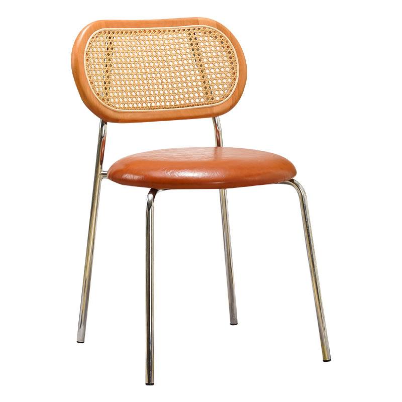 Silla de respaldo transfronteriza Xiyin silla de lujo ligera red red de caña silla de escritorio casera taburetes de cuero comercio exterior silla de comedor caliente image 6