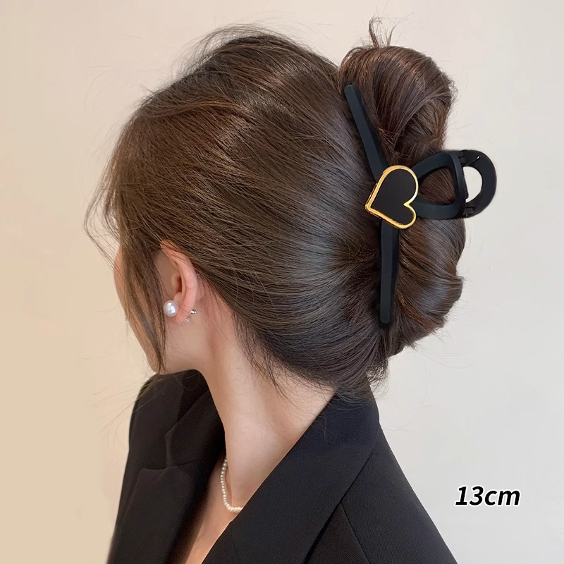 Gran tamaño de tiburón negro temperamento de alto grado agarrar clip de cabello de cabeza de mujer detrás de la cabeza de cabello de cabello de cabello de gran tamaño clip de cabello