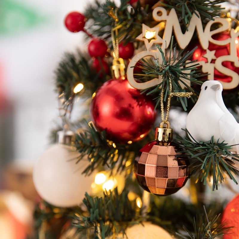 デスクトップクリスマスツリー紅白ライト付きミニクリスマスツリー装飾クロスボーダーdiyクリスマスツリーセットアマゾンクリスマス|undefined