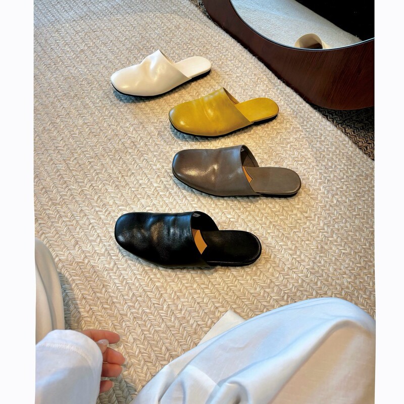 Xingcan~Washed Soft Leather Summer New Style Closed-Toe Mule Flat Casual Slip-On Women's Sandals Xingcan~Washed Soft Leather Summer New Style Closed-Toe Mule Flat Casual Slip-On Women's Sandals