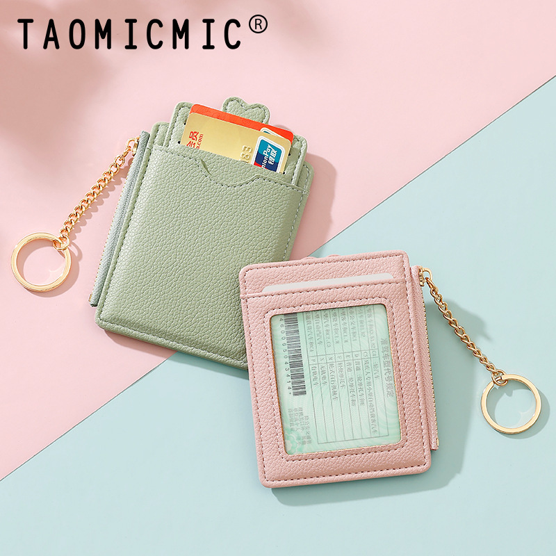 Korean Cute Ladies Wallet Card Holder Access Control Credit Card Holder Student Sweet Key Ring Change Coin Card Holder