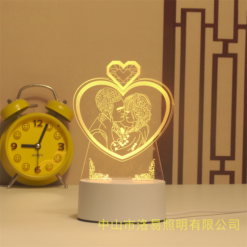 3D lámpara de noche acrílica atmósfera regalos de cabecera atmósfera lámpara de evento regalos al por mayor DIY lámpara de escritorio ideas de Navidad