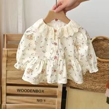 女童衬衫长袖春秋新款儿童碎花宝宝上衣纯棉百搭洋气婴儿衬衣