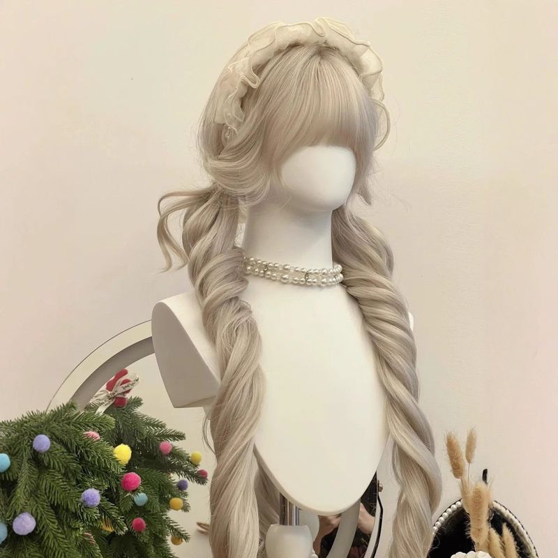 假发女白金色长卷发洛丽塔lolita空气刘海双马尾可爱cos整顶头套|undefined