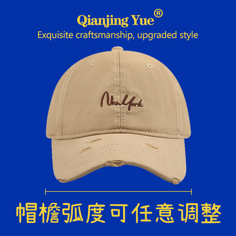 新款棒球帽女大头围显脸小帽子遮阳防晒宽帽檐鸭舌帽舂夏卡其色男