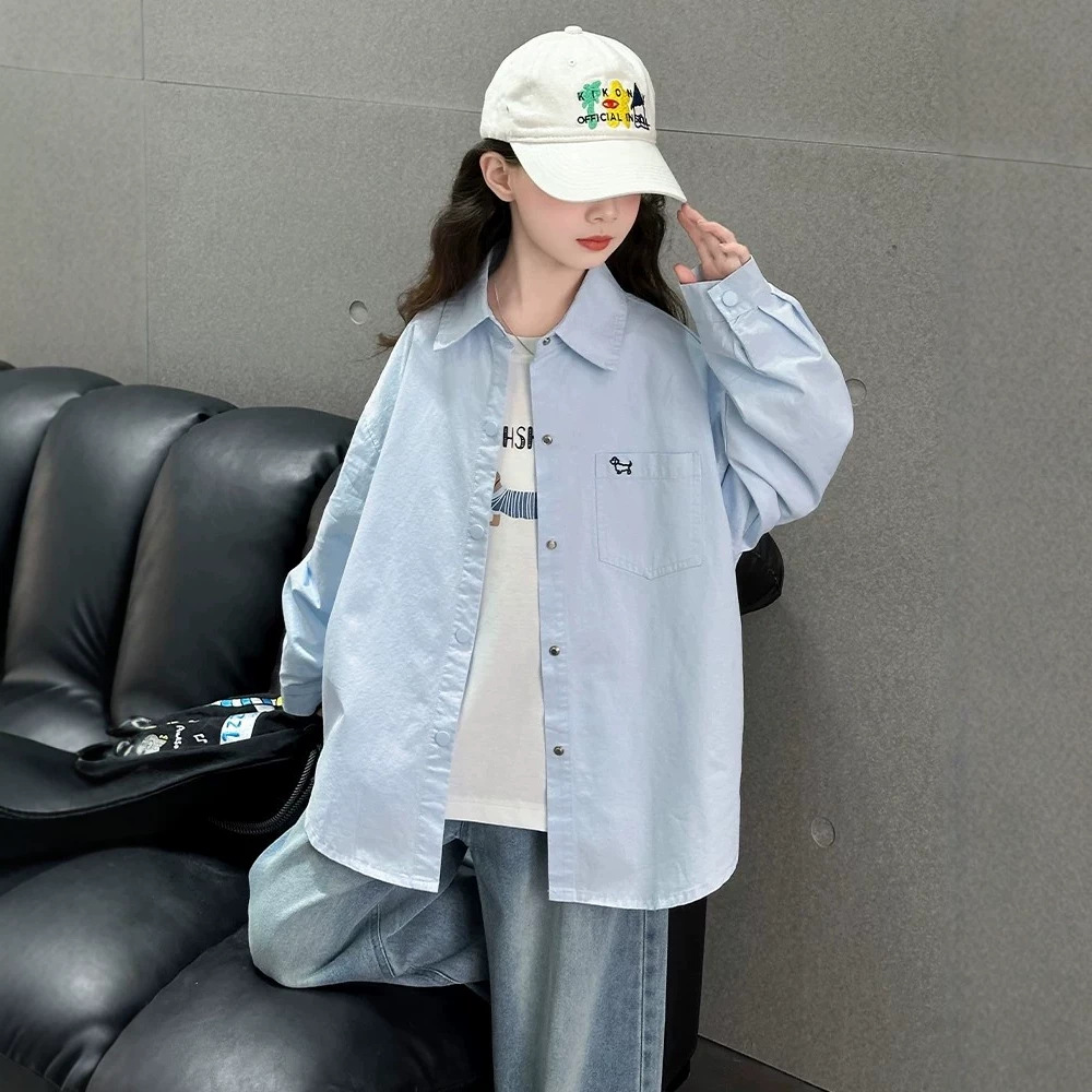 女童衬衫长袖秋装2026新款洋气儿童韩版时髦衬衣中大童春秋外套潮