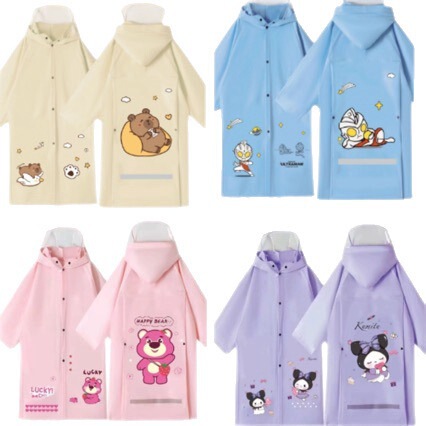 Children's Raincoat and Rain Gear for Kindergarten and Elementary School Students with Backpack Space, Transparent Large Brim Rain Poncho for Boys and Girls