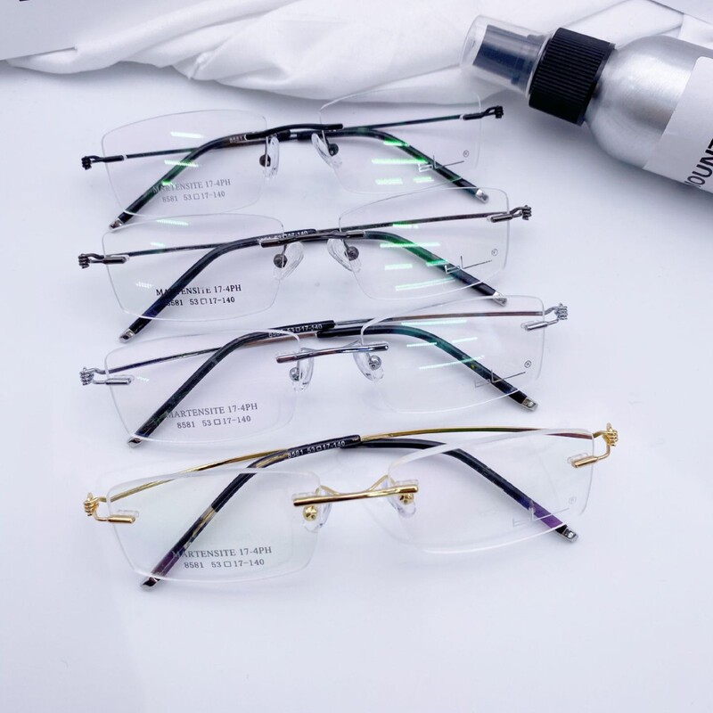 BL Diamond trimming eight-hole double tooth Ding structure men's steel wire super elastic rimless glasses frame wholesale 8581/E6