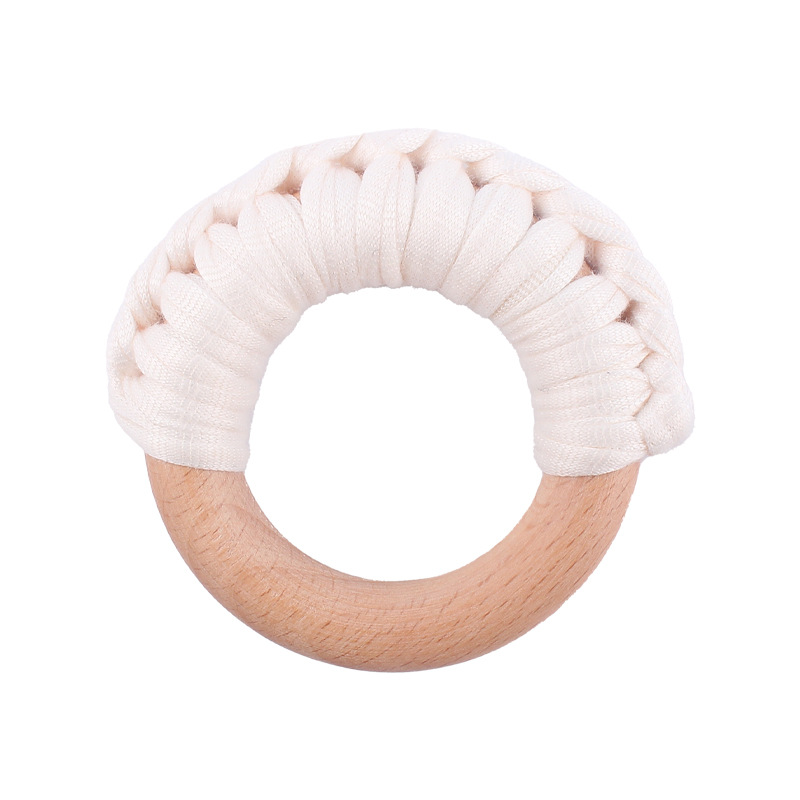 Nuevo bebé suministros hechos a mano de algodón tejido creativo bebé Beech anillo mordedura molar juguete mano