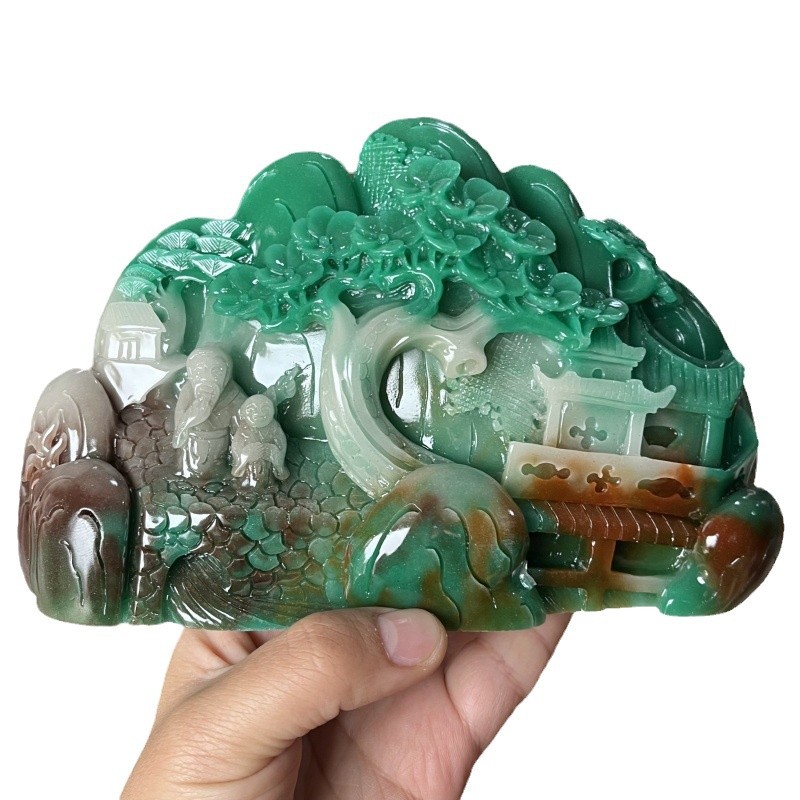QUARTZITE 합성 장식품 모방 DUSHAN 옥 조각 풍경 장식품 홈 풍수 공예 선물 옥 장식품
