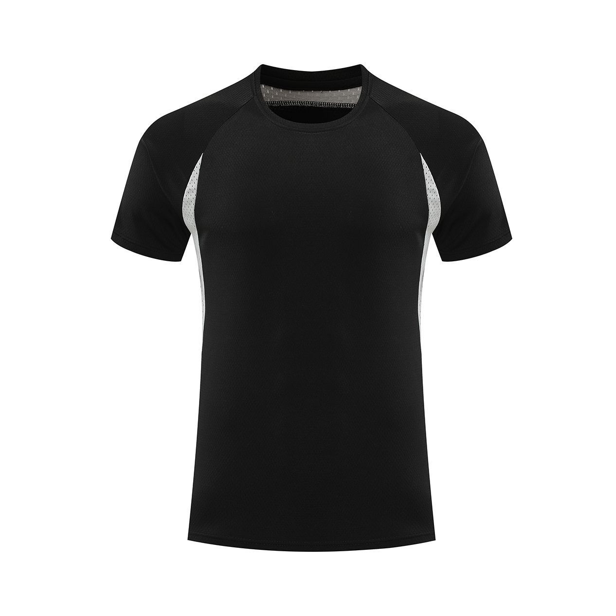 Hombre deportivo ocio mangas cortas T gran agujero de ventilación color combinado ropa de trabajo de secado rápido impresión logotipo camiseta ropa deportiva fitness