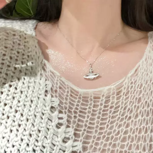 New Hot Sale Saturn Western Dowager with Diamond Necklace Women Light Luxury Niche Design Trendy Fashion Necklace Wholesale