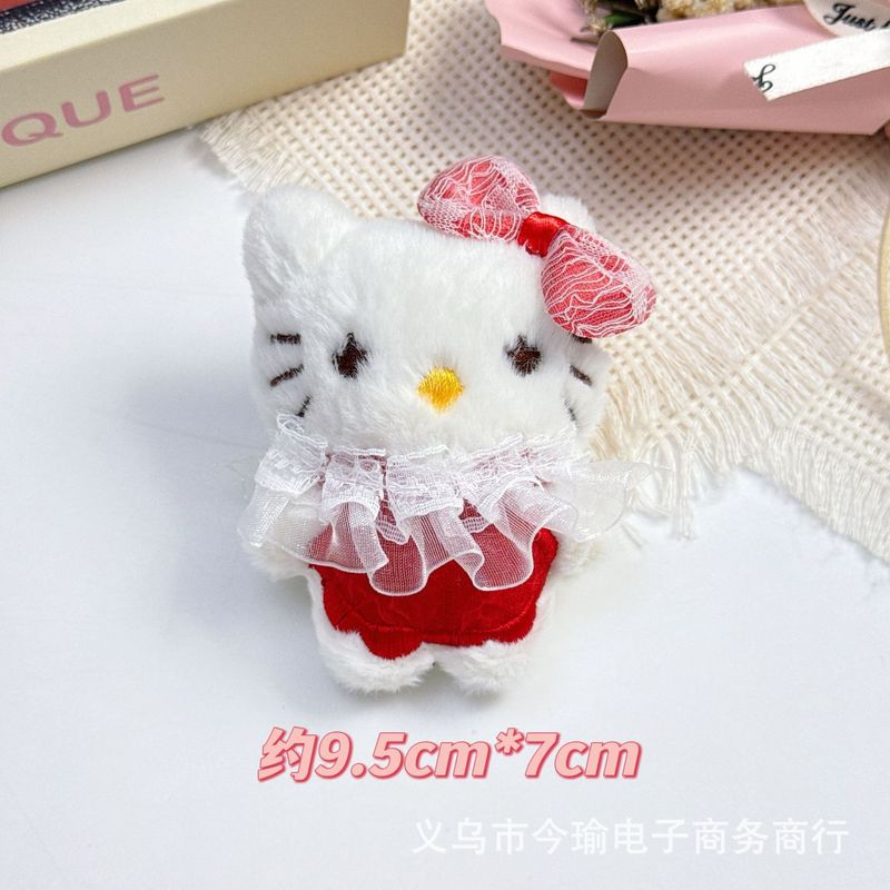 新款蕾丝裙KT猫毛绒配饰猫咪钥匙扣挂件服装包DIY饰品配件吱吱叫|undefined