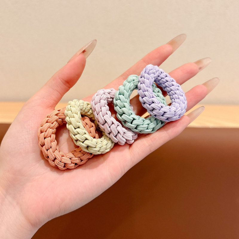 Niña de cabello de cola de caballo alta curry dibujos animados cuerda de cabello no daña la cuerda de cabeza de pellizco niñas de alto valor facial banda de goma