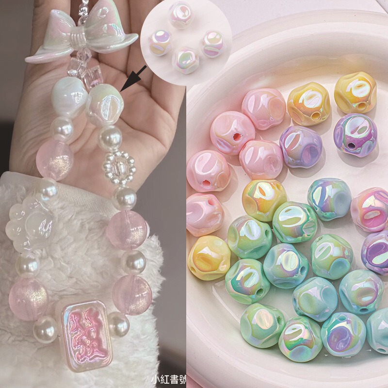 Naihuhu Light-plated Candy-colored Acrylic Beads diy Handmade Mobile Phone Chain Bracelet Necklace Material Accessories Naihuhu Light-plated Candy-colored Acrylic Beads diy Handmade Mobile Phone Chain Bracelet Necklace Material Accessories