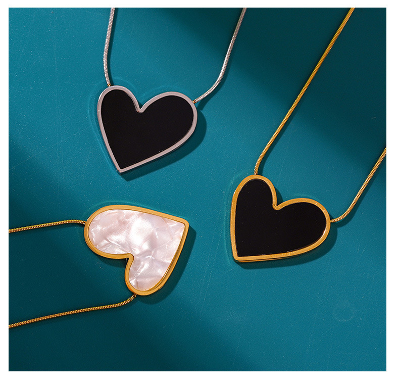 Simple Style Heart Shape Titanium Steel Plating Shell Pendant Necklace 1 Piece
