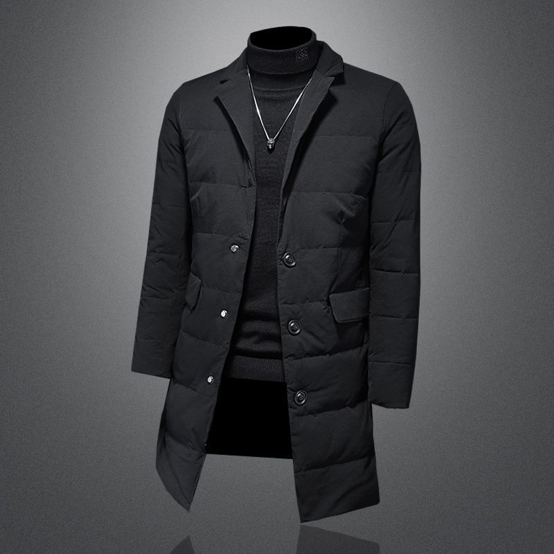 Special Offer Winter High-Quality Fashion Long down Jacket Men's Suit Collar Slim White Duck down Casual Coat Top