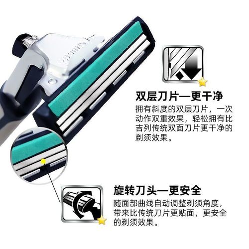 Gillette shaving double-layer blade old-fashioned manual razor holder men's rotating blade supermarket hotel set