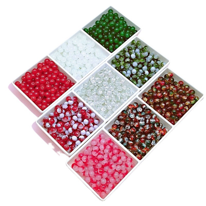 10mm cuentas de Navidad Esmalte de colores cuentas de palomitas de maíz cuentas de Calcedonia cuentas hechas a mano DIY pulsera collar de vidrio perlas sueltas