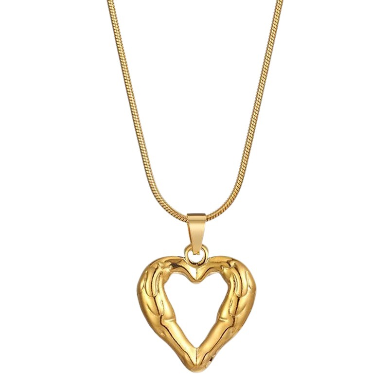 Europea y americana de la moda transfronteriza simple temperamento de las mujeres amor colgante collar de acero inoxidable todo-fósforo Cadena de serpiente en la acción al por mayor