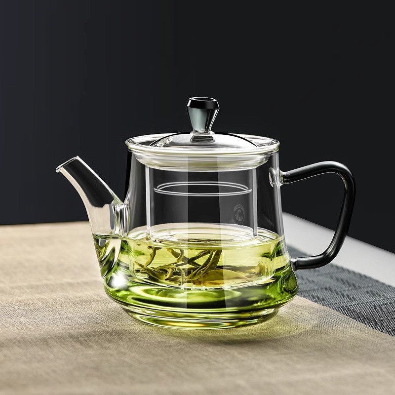 Glass Teapot for Home Use, Large Capacity, Thickened, High Temperature Resistant, Single Pot with Water Separation, Tea Set, Tea Brewing Pot
