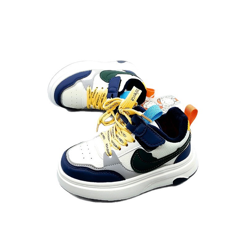 Yulezi cuero algodón 2025 nuevos zapatos deportivos para niños de tamaño medio y grande con suela ligera giratoria zapatos para niños zapatos de correr para niños