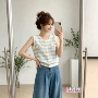 无袖条纹秋冬彩色背心