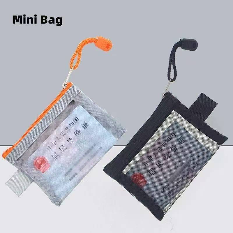 Card Mini Mesh Bag Transparent Document Bag Office Information Bag Student Test Paper Bag Portable Zipper Storage Bag
