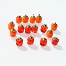 DIY橘色紅色12mm雙層琉璃柿子掛件柿柿如意好柿連連可愛手機掛墜