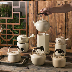 祥潤堂陶瓷 白泥陶壺燒水壺 白茶煮茶壺明火提梁壺碳爐酒精爐套裝