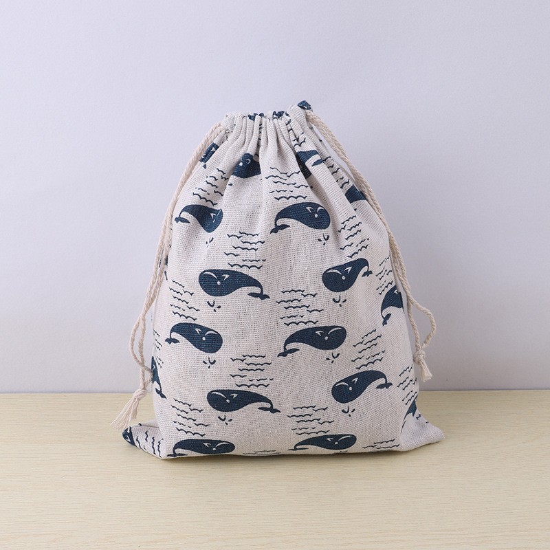 Fábrica en stock patrón creativo impreso algodón de mano cordón bolsa cordón regalo impresión cordón bolsa de almacenamiento al por mayor