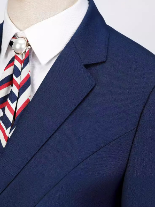 宝の青いスーツのスーツの女性の春秋職業の服装の女性のファッションのスーツの女性のズボンの小さいスーツのコートの女性のスーツ|undefined