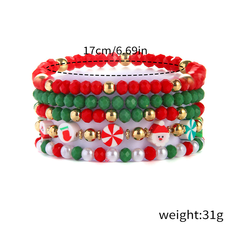 30g Weight Alloy Pendant Material Bracelets Classification soft clay Chain Material Beaded Chain Chain Type 1 Set Quantity Daily Occasion Alloy, soft clay Material Christmas Festival Christmas Tree, Santa Claus, Snowflake Pattern Women's Gender Simple Style Style Simple Style Christmas Tree Santa Claus Snowflake Alloy Soft Clay Beaded Chain Beaded Bracelets Wholesale 4
