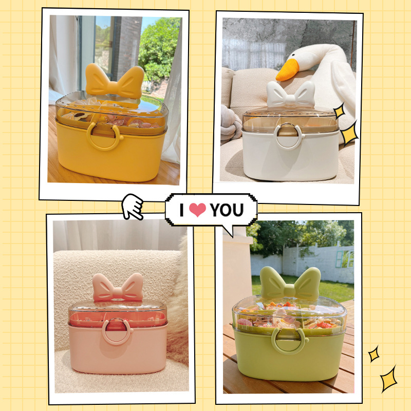 Caja de almacenamiento de accesorios para el cabello para niños Caja de joyería de banda de goma de horquilla para niños cosméticos tocador cabeza caja de almacenamiento de cuerda