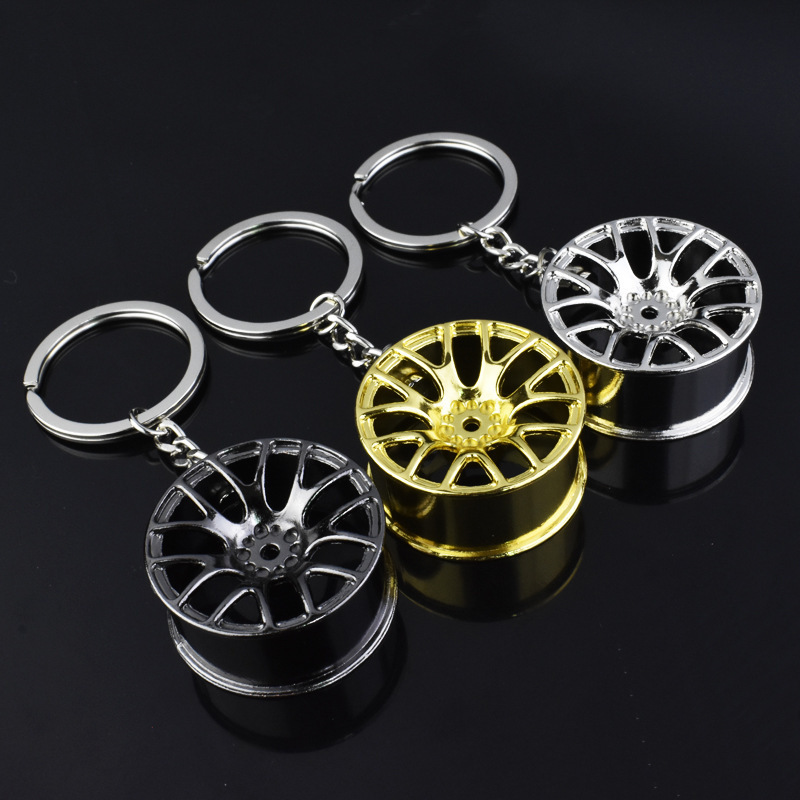 Car Modification Wheel Hub Metal Keychain Turbocharger Key Ring Chain Pendant Zinc Alloy Material Car Accessory