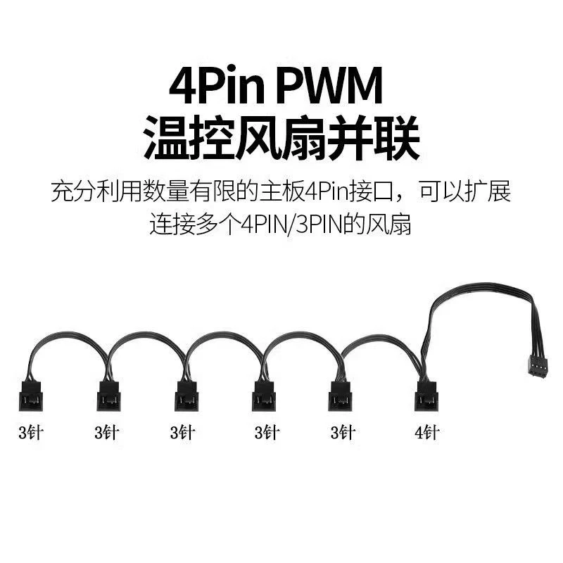 Хаб для материнской платы 4-pin PWM с температурным управлением, удлинитель 3/4PIN, распределитель питания для 1–4 вентиляторов корпуса и радиатора