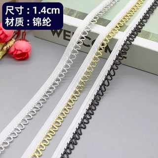 定制 金银线镂空编织花边 家纺锁边装饰辅料勾边1.4cm锦纶花边