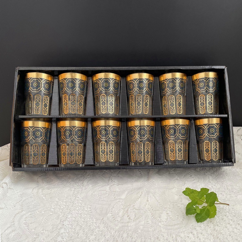 新入荷 12個セット モロッコガラス トルコ紅茶カップ モロッコティーガラスカップ|undefined