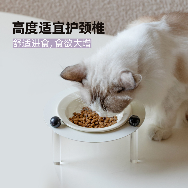 Tazón de cerámica de alto valor facial para mascotas, tazón de comida para gatos, tazón de comida para perros, tazón de alimentación para bebidas, mesa de comedor, estante de tazón