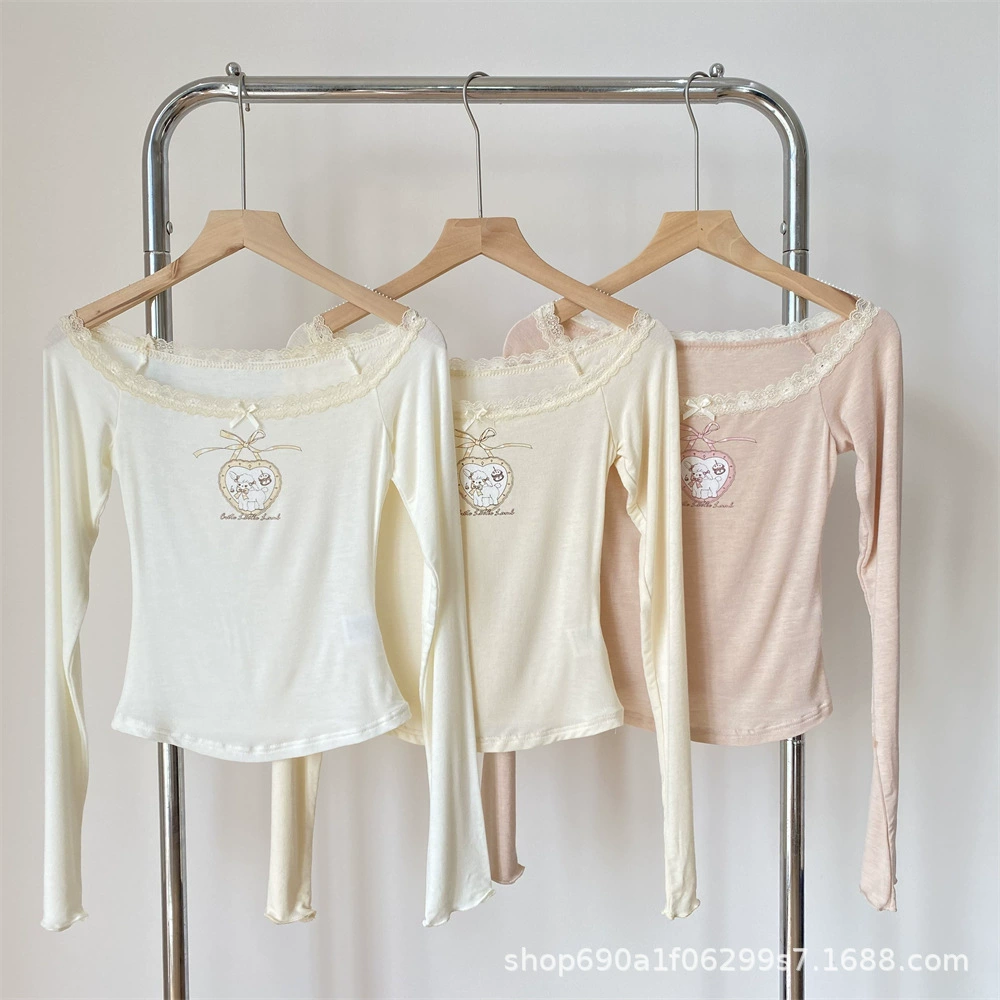 Футболка с принтом рукава ягненка с воротником