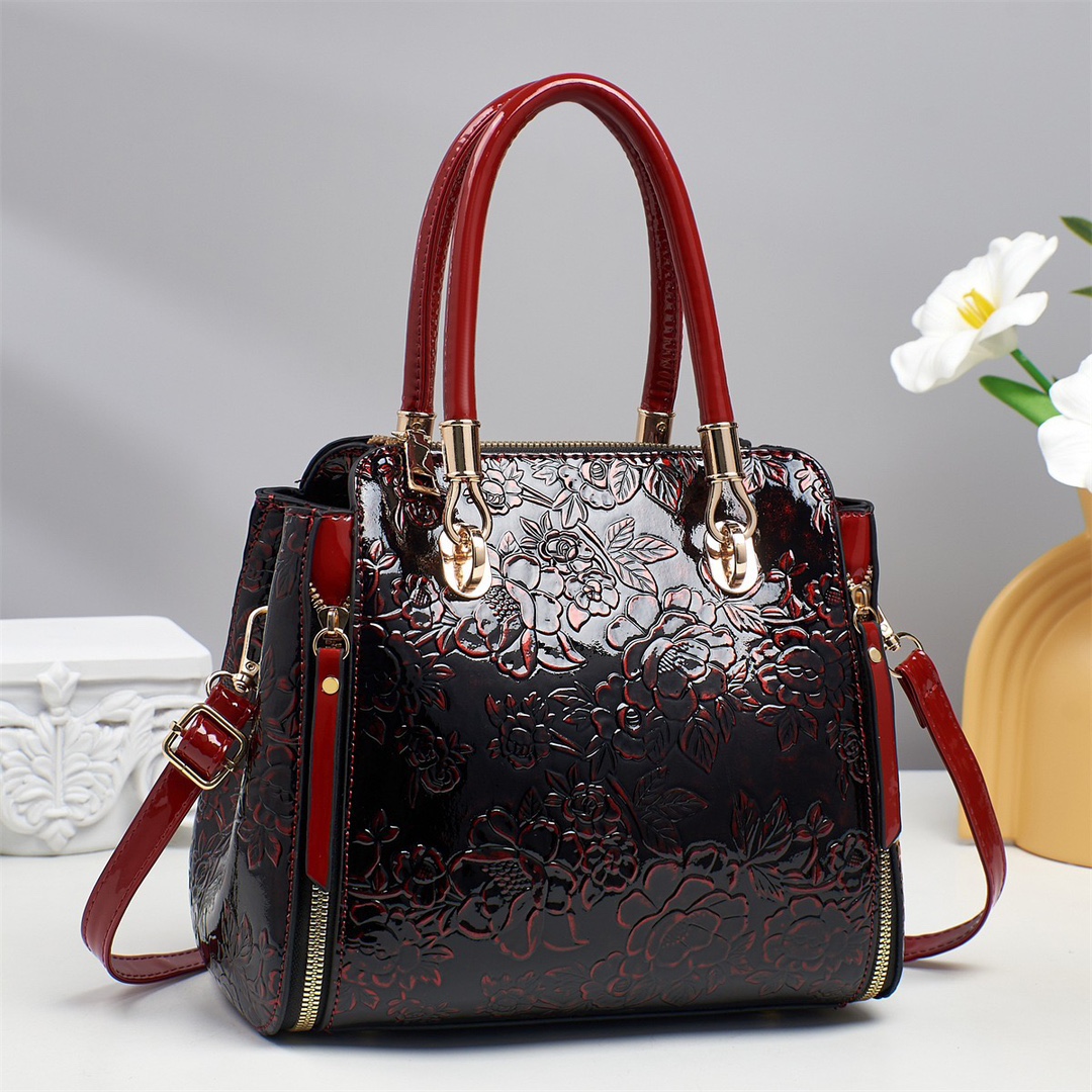 2023新款印花撞色子母包三件套菱形纹大容量提跨包斜挎包一件代发