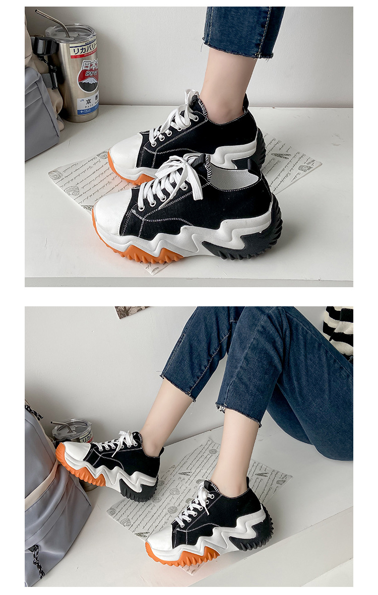 P Scarpe di tela dal taglio basso Donna Estate Nuova tavola Muffin con la suola spessa Papà a dente di sega Studentessa_voghion.com